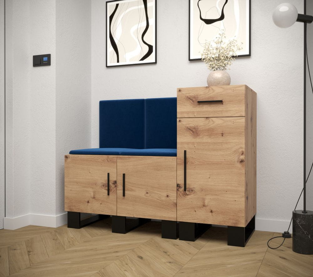 Veneti Predsieňová zostava RUMIE 18 - dub artisan, modré panely